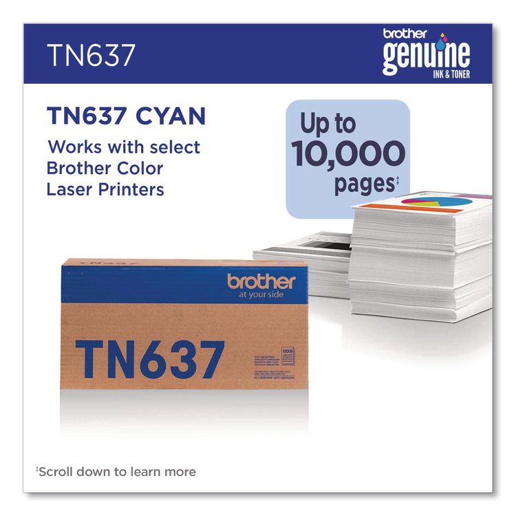 TN637 Ultra High-Yield Toner, 10,000 Page-Yield, Cyan