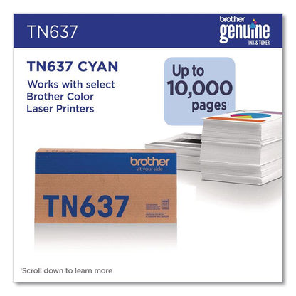 TN637 Ultra High-Yield Toner, 10,000 Page-Yield, Cyan