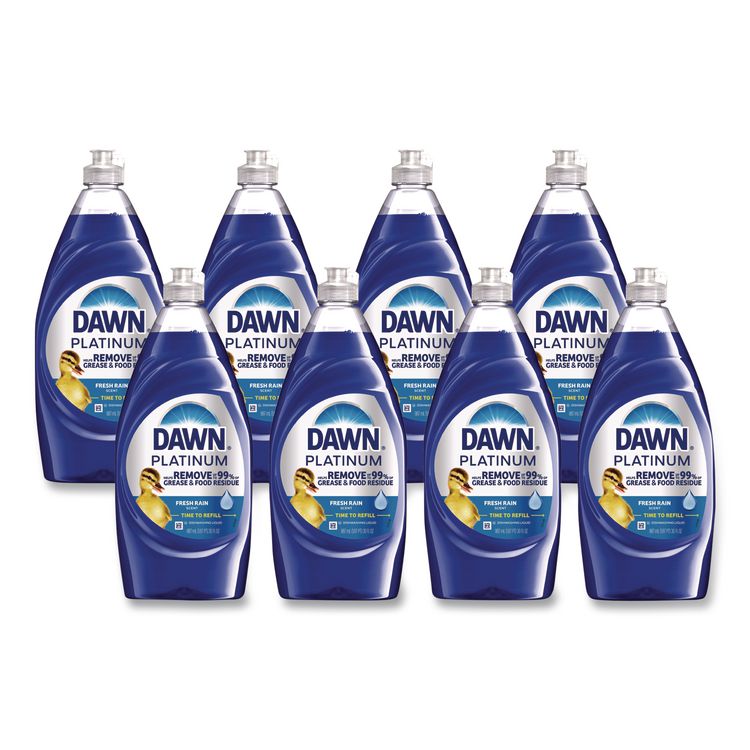 Platinum Liquid Dish Detergent, Refreshing Rain Scent, 30 oz Bottle, 8/Carton