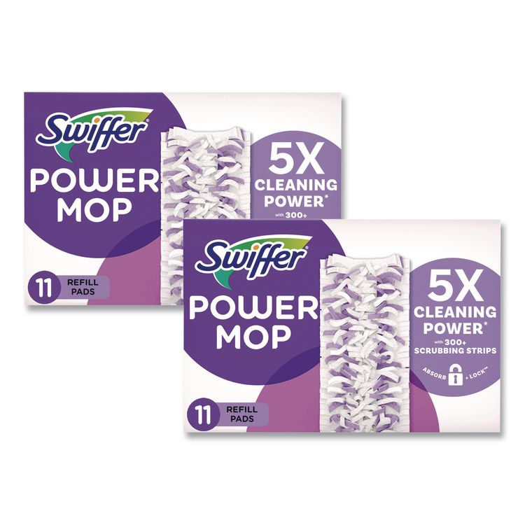 PowerMop Mopping Pads, 11.41 x 5.31, 11/Box, 2 Boxes/Carton