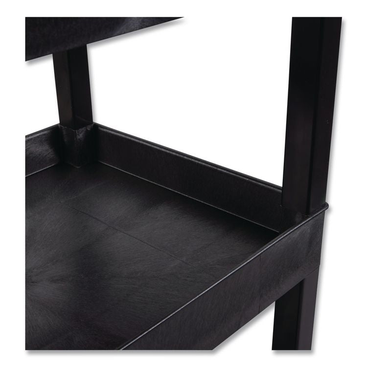 TUFFY XL Three-Shelf Heavy-Duty Multipurpose Utility Cart, Plastic, 375 lb Capacity, 35.25" x 18" x 37.25", Black