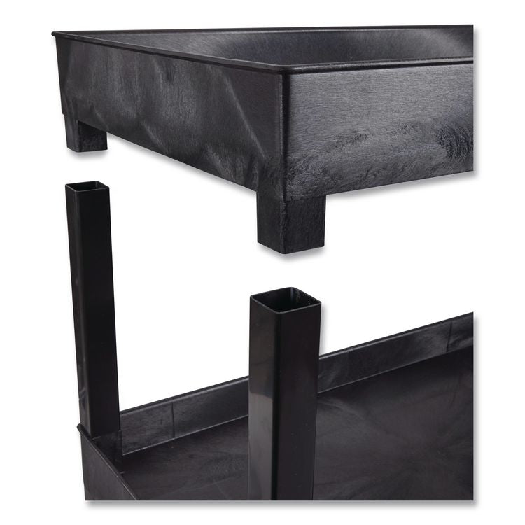 TUFFY XL Three-Shelf Heavy-Duty Multipurpose Utility Cart, Plastic, 375 lb Capacity, 35.25" x 18" x 37.25", Black