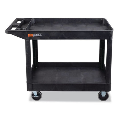 WORKLOAD Two-Shelf Heavy-Duty Industrial Utility Cart, Plastic, 500 lb Capacity, 45.5" x 25.5" x 33", Black
