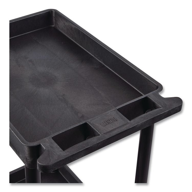ENDURA Two-Shelf Utility Cart, Plastic, 300 lb Capacity, 26.5" x 18.5" x 37.5", Black