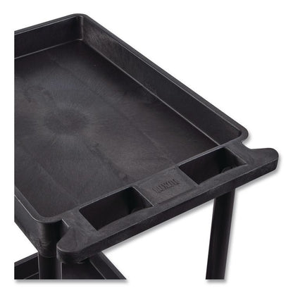 ENDURA Two-Shelf Utility Cart, Plastic, 300 lb Capacity, 26.5" x 18.5" x 37.5", Black