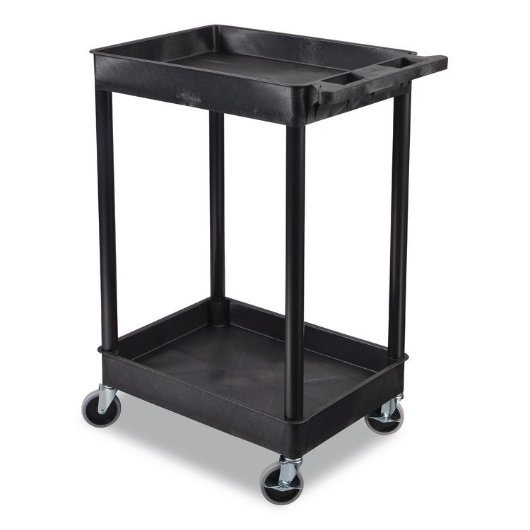 ENDURA Two-Shelf Utility Cart, Plastic, 300 lb Capacity, 26.5" x 18.5" x 37.5", Black