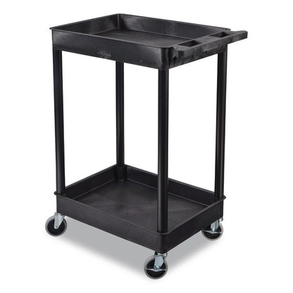 ENDURA Two-Shelf Utility Cart, Plastic, 300 lb Capacity, 26.5" x 18.5" x 37.5", Black
