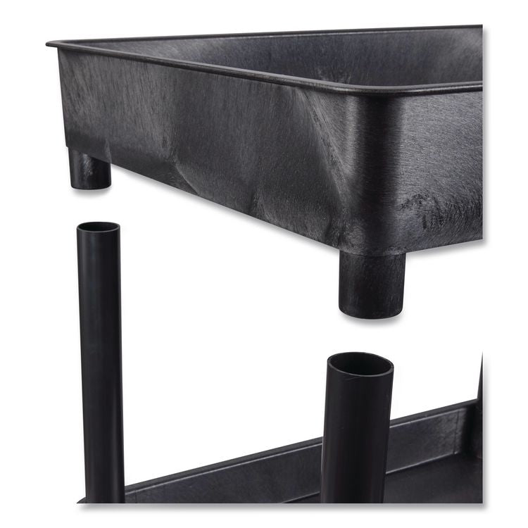 ENDURA Two-Shelf Utility Cart, Plastic, 300 lb Capacity, 26.5" x 18.5" x 37.5", Black
