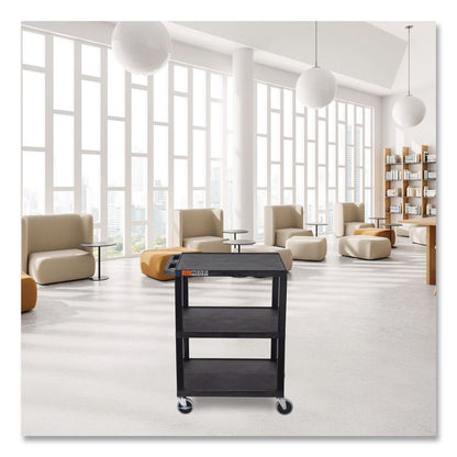 TUFFY Three-Shelf Multipurpose Utility Cart, Plastic, 300 lb Capacity, 26.5" x 18.5" x 34", Black