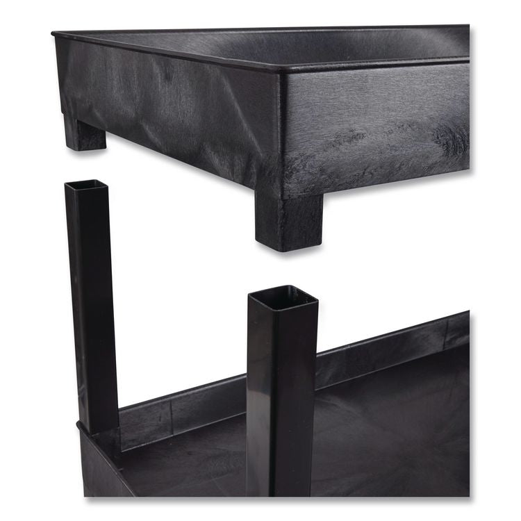 TUFFY XL Two-Shelf Heavy-Duty Multipurpose Utility Cart, Plastic, 500 lb Capacity, 35.25" x 18" x 35.5", Black