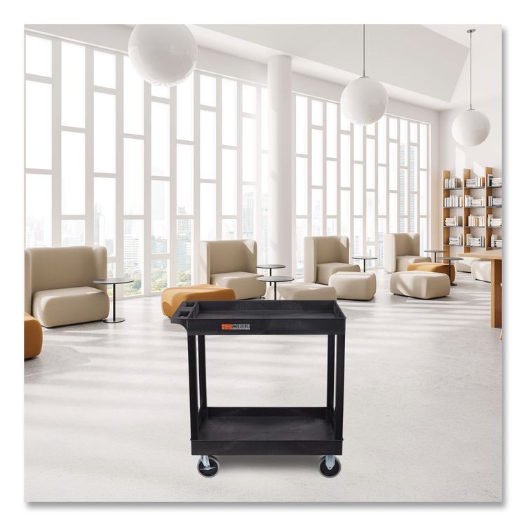 TUFFY XL Two-Shelf Heavy-Duty Multipurpose Utility Cart, Plastic, 500 lb Capacity, 35.25" x 18" x 35.5", Black