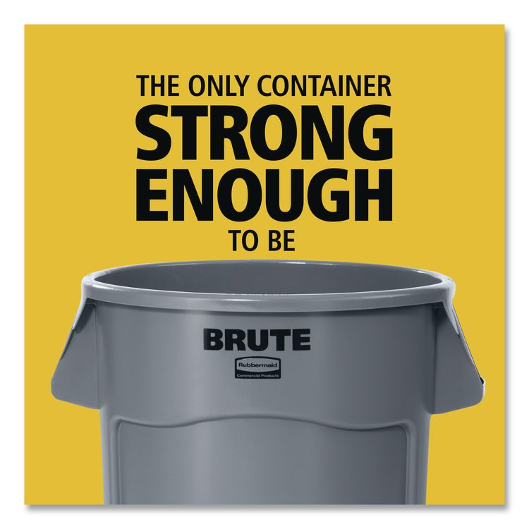 Vented Round Brute Container, 44 gal, Plastic, White, 4/Carton