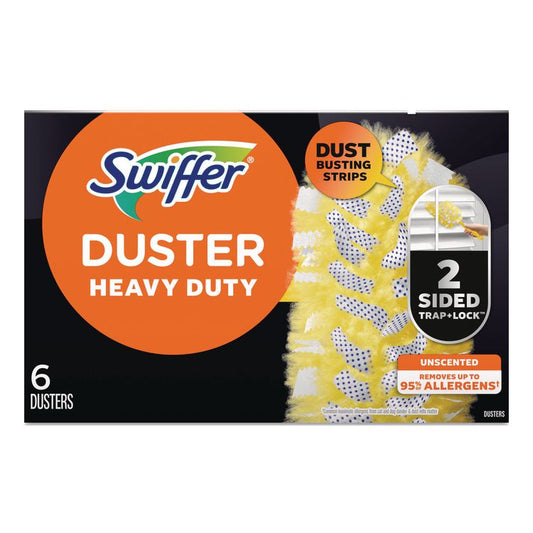 Heavy Duty Dusters Refill, Dust Lock Fiber, Unscented, Yellow, 6/Box, 4 Boxes/Carton