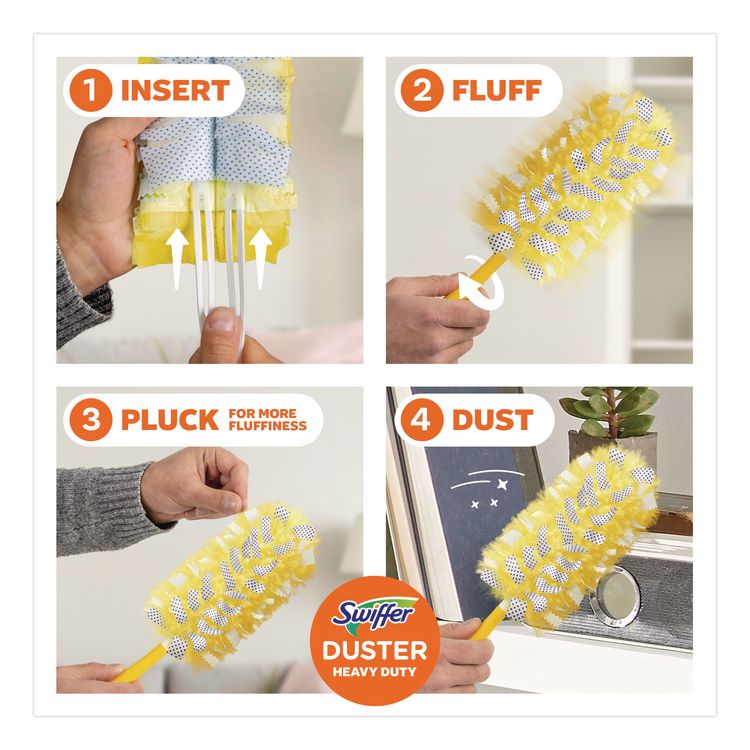 Heavy Duty Dusters Refill, Dust Lock Fiber, Unscented, Yellow, 6/Box, 4 Boxes/Carton