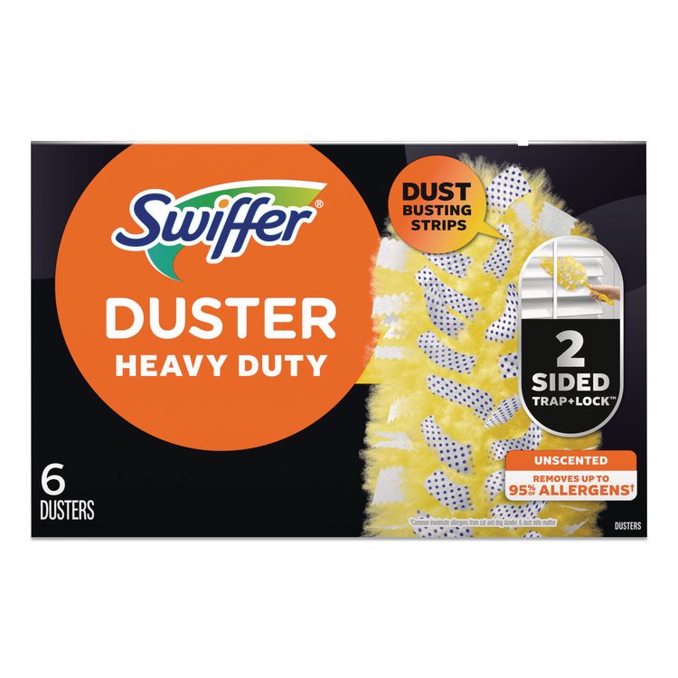 Heavy Duty Dusters Refill, Dust Lock Fiber, Unscented, Yellow, 6/Box