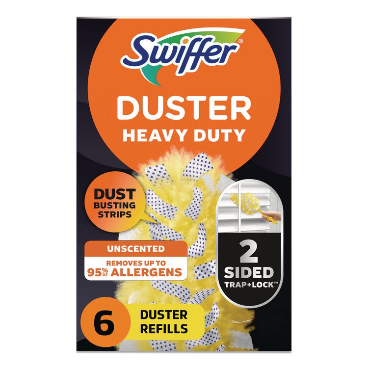 Heavy Duty Dusters Refill, Dust Lock Fiber, Unscented, Yellow, 6/Box