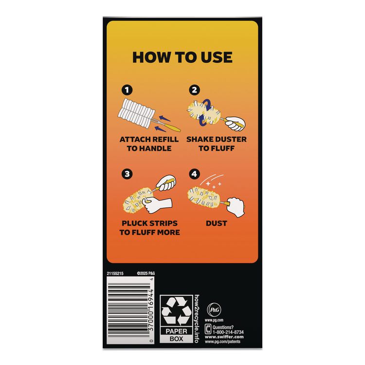 Heavy Duty Dusters Refill, Dust Lock Fiber, Unscented, Yellow, 6/Box