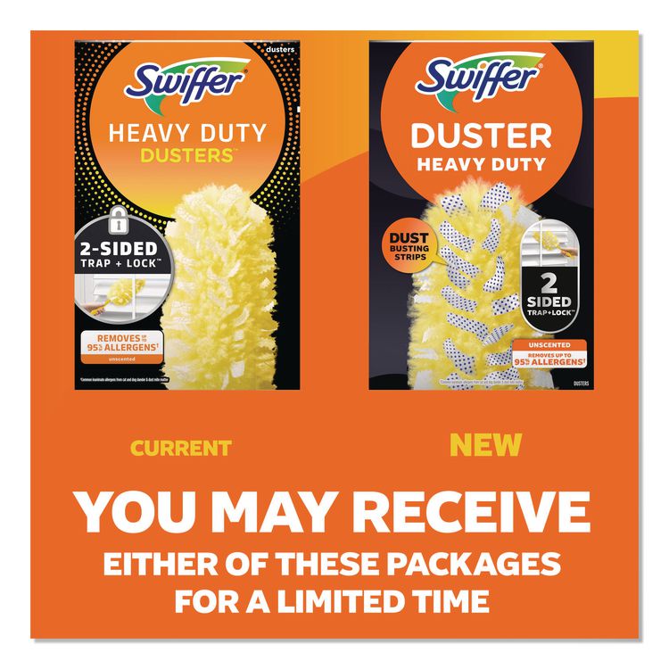 Heavy Duty Dusters Refill, Dust Lock Fiber, Unscented, Yellow, 6/Box