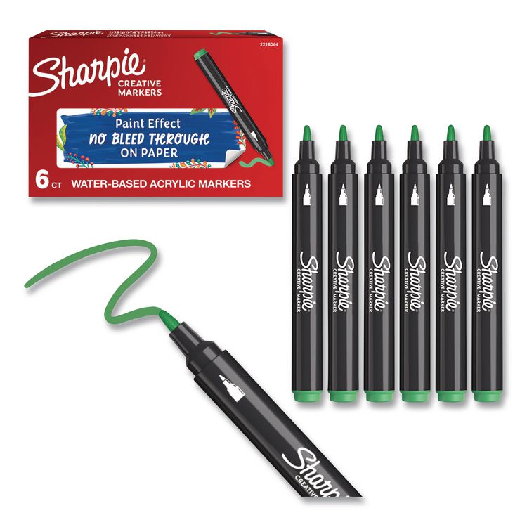 Creative Markers, Bullet Tip, Emerald Green, 6/Pack