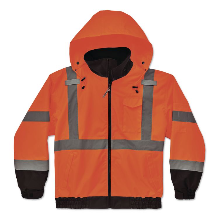 GloWear 8379 Class 3 Hi-Vis Fleece Lined Bomber Jacket, X-Small, Orange