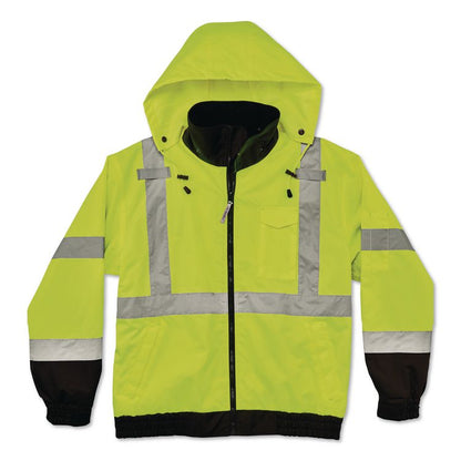 GloWear 8379 Class 3 Hi-Vis Fleece Lined Bomber Jacket, X-Small, Lime
