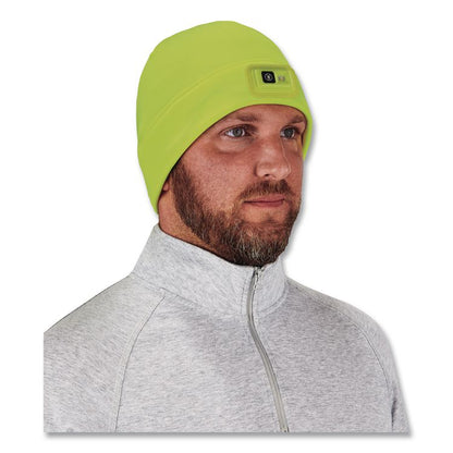 N-Ferno 6801 Winter Skull Cap with LED Rechargeable Light, Fleece, One Size Fits Most, Lime