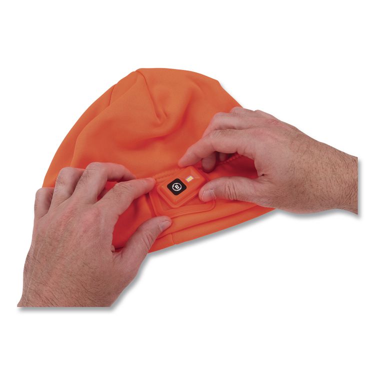 N-Ferno 6801 Winter Skull Cap with LED Rechargeable Light, Fleece, One Size Fits Most, Orange
