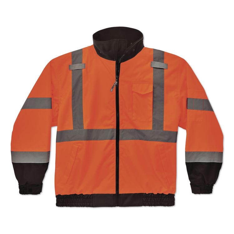 GloWear 8379 Class 3 Hi-Vis Fleece Lined Bomber Jacket, X-Small, Orange