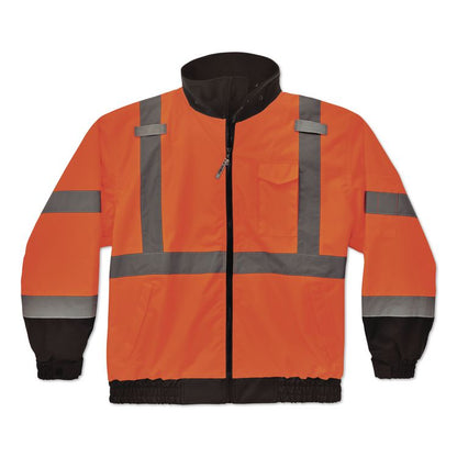 GloWear 8379 Class 3 Hi-Vis Fleece Lined Bomber Jacket, X-Small, Orange