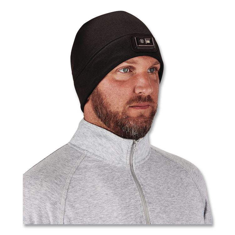 N-Ferno 6801 Winter Skull Cap with LED Rechargeable Light, Fleece, One Size Fits Most, Black