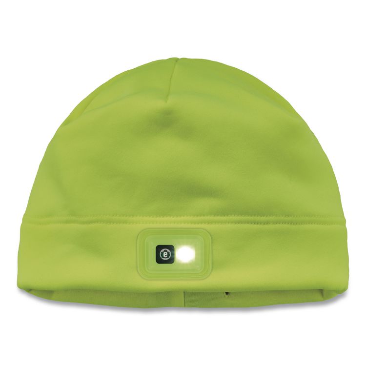 N-Ferno 6801 Winter Skull Cap with LED Rechargeable Light, Fleece, One Size Fits Most, Lime