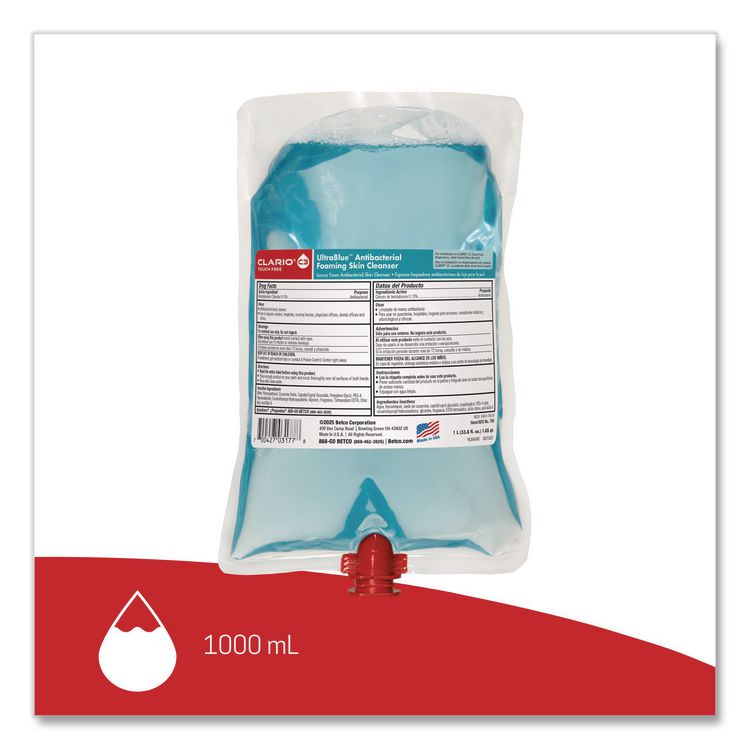 Clario C3 Touch Free Antibacterial Foaming Skin Cleanser, Summer Citrus, 1,000 mL Refill Bag, 6/Carton