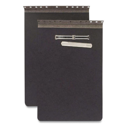 Pressboard Report Cover with Tyvek Reinforced Hinge, Two-Piece Prong Fastener, 2" Capacity, 8.5 x 14, Black/Black