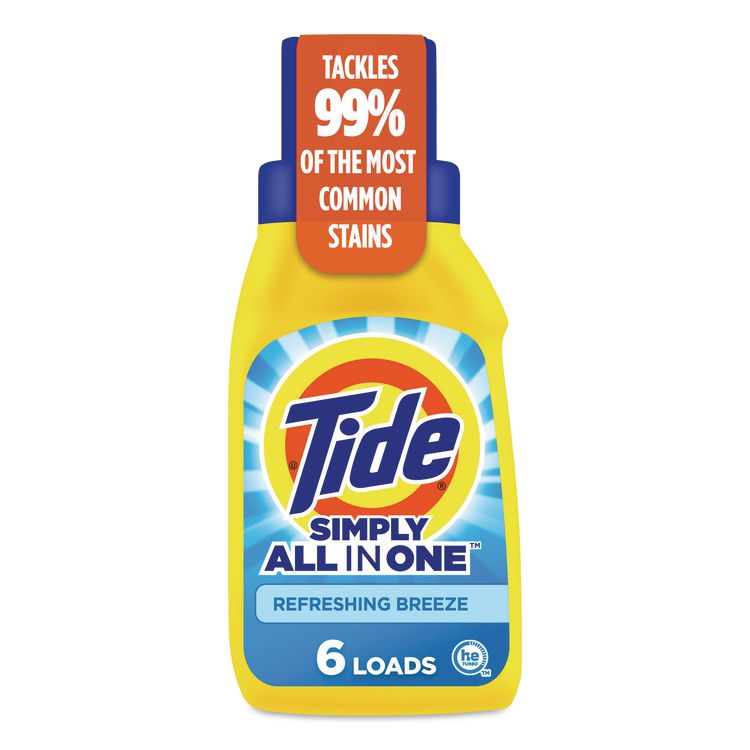 Simply All-In-One Liquid Laundry Detergent, Refreshing Breeze Scent, 10 oz Bottle, 12/Carton