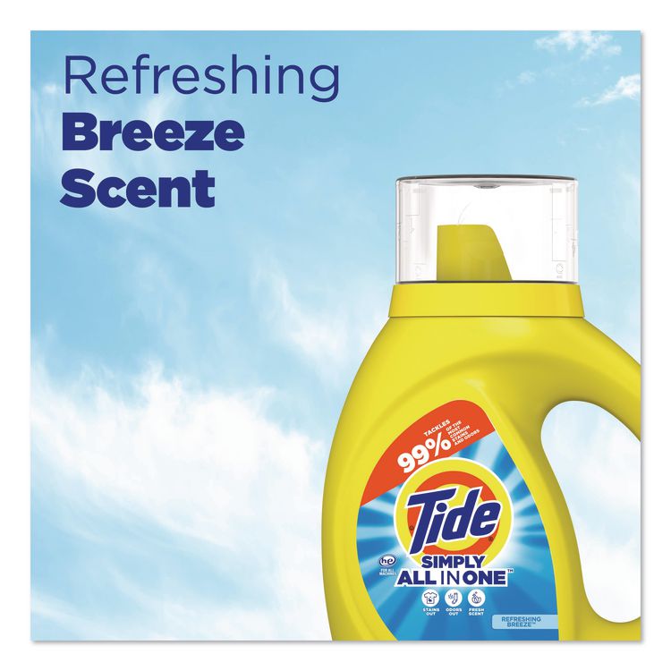 Simply All-In-One Liquid Laundry Detergent, Refreshing Breeze Scent, 10 oz Bottle, 12/Carton