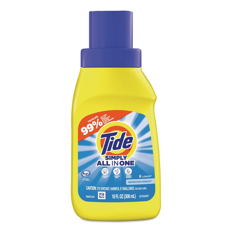 Simply All-In-One Liquid Laundry Detergent, Refreshing Breeze Scent, 10 oz Bottle, 12/Carton