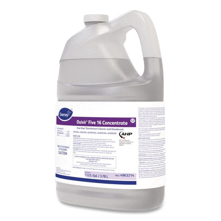 Five 16 One-Step Disinfectant Cleaner, Unscented, 1 gal Bottle, 4/Carton