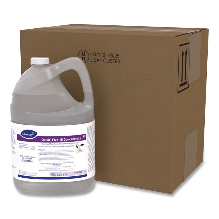 Five 16 One-Step Disinfectant Cleaner, Unscented, 1 gal Bottle, 4/Carton