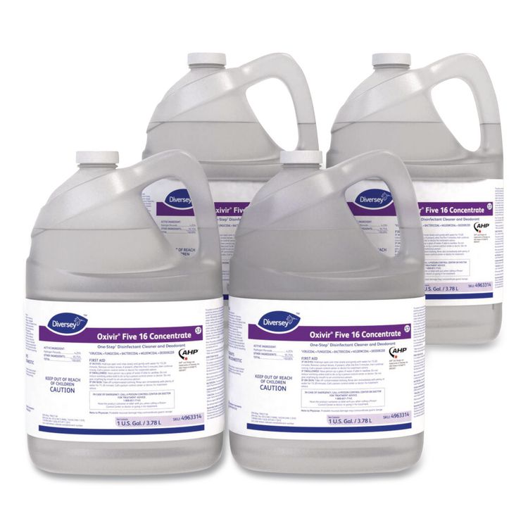 Five 16 One-Step Disinfectant Cleaner, Unscented, 1 gal Bottle, 4/Carton