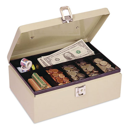 Fire Retardant Cash/Security Box, 1 Compartment, Key Lock, 4 x 12.75 x 8.25, Sand