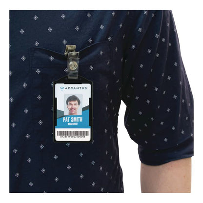 ID Card Holders, Vertical, Black 2.38" x 3.68" Holder, 2.13" x 3.38" Insert, 25/Pack