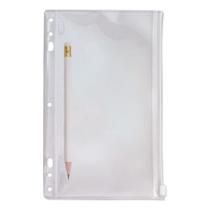 Zip-All Ring Binder Pocket, 2- to 7-Hole Punched, 6" x 9.5", Clear