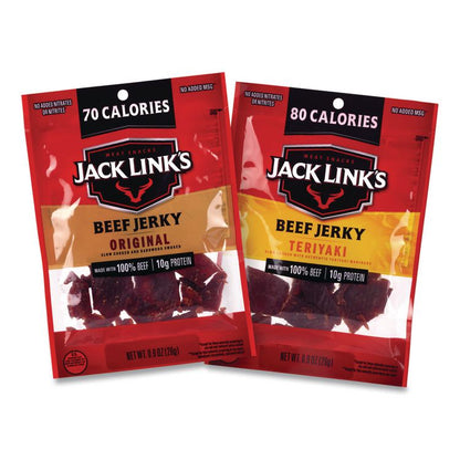 Beef Jerky Variety Pack, Original/Teriyaki, 8.1 oz Bag, 9/Carton