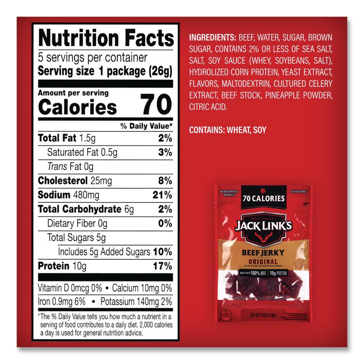 Beef Jerky Variety Pack, Original/Teriyaki, 8.1 oz Bag, 9/Carton