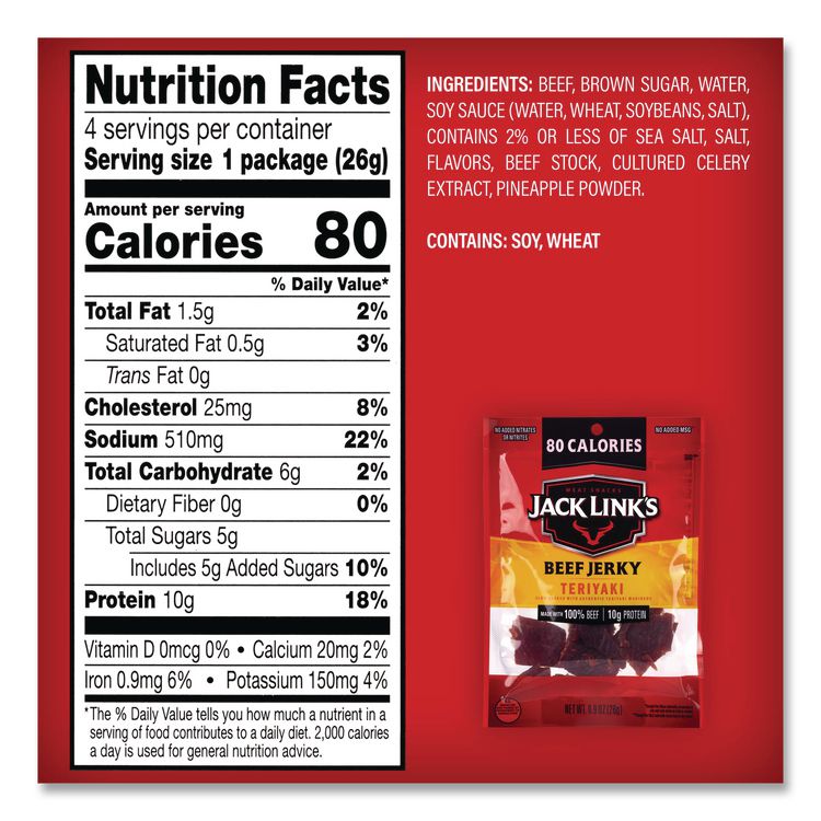 Beef Jerky Variety Pack, Original/Teriyaki, 8.1 oz Bag, 9/Carton