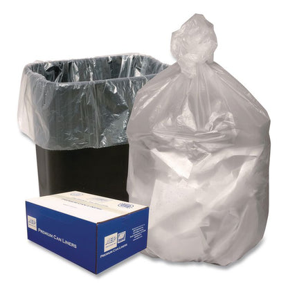 Can Liners, 33 gal, 11 mic, 33" x 40", Natural, 25 Bags/Roll, 20 Rolls/Carton