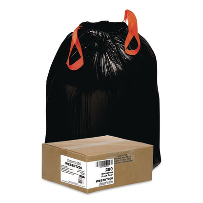 Heavy-Duty Trash Bags, Drawstring, 30 gal, 1.2 mil, 30.5" x 33", Black, 25 Bags/Roll, 8 Rolls/Box