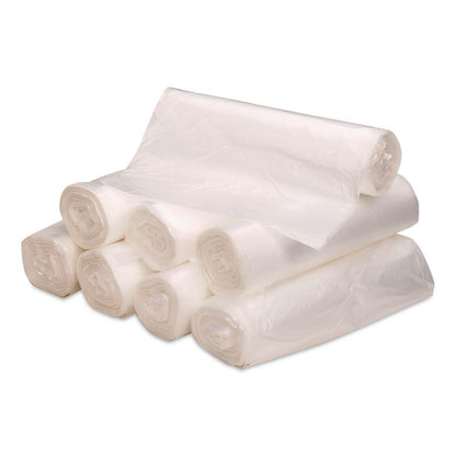 Linear Low-Density Can Liners, 10 gal, 0.6 mil, 24" x 23", Clear, 25 Bags/Roll, 20 Rolls/Carton
