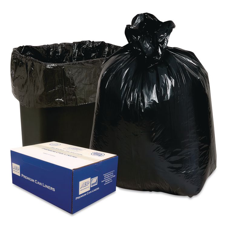 Linear Low-Density Can Liners, 30 gal, 0.71 mil, 30" x 36", Black, 25 Bags/Roll, 10 Rolls/Carton