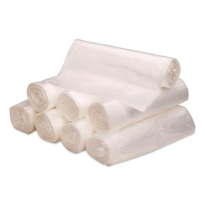 Linear Low-Density Can Liners, 60 gal, 0.9 mil, 38" x 58", Clear, 10 Bags/Roll, 10 Rolls/Carton